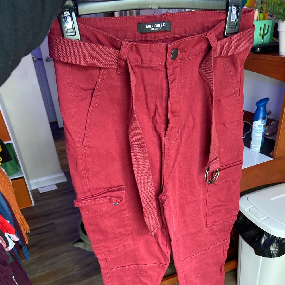 Burgundy Cargo Joggers
